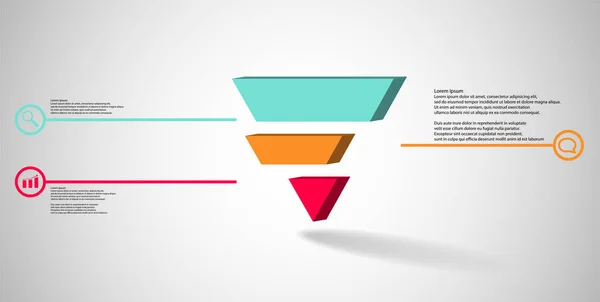 3D illustratie infographic sjabloon met reliëf driehoek verdeeld naar drie verschoven delen — Stockvector