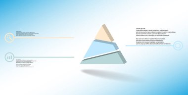 3D çizim Infographic şablon kabarık üçgen ile rasgele için üç bölüme ayrılmıştır