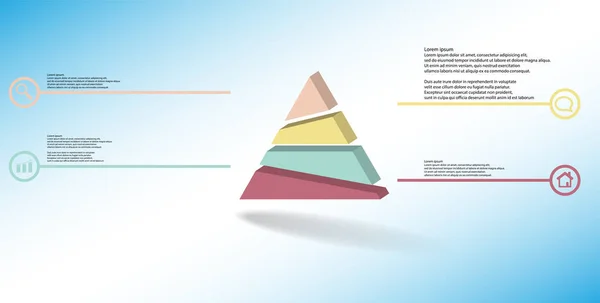 3D illustratie infographic sjabloon met reliëf driehoek willekeurig verdeeld naar vier delen — Stockvector