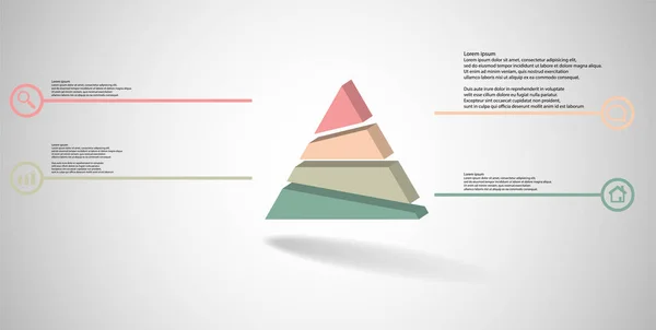 Plantilla de infografía de ilustración 3D con triángulo en relieve dividido aleatoriamente en cuatro partes — Archivo Imágenes Vectoriales