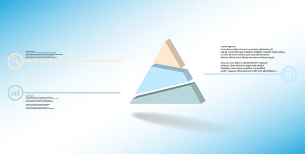 Modèle d'infographie d'illustration 3D avec triangle en relief divisé aléatoirement en trois parties — Image vectorielle