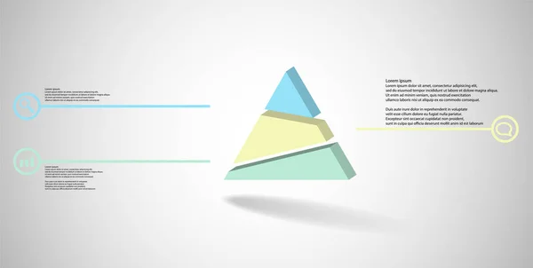 3D šablona ilustrace infografiku s reliéfní trojúhelník náhodně rozděleni na tři části — Stockový vektor