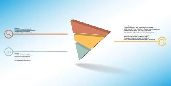 3D illustratie infographic sjabloon met reliëf driehoek willekeurig verdeeld naar drie delen — Stockvector