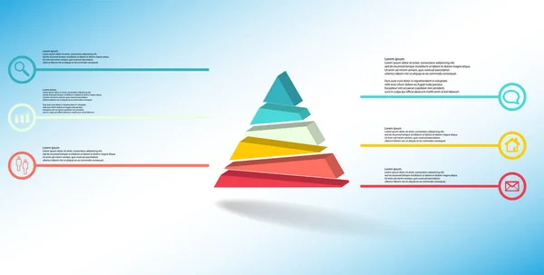 3D illustratie infographic sjabloon met reliëf driehoek willekeurig verdeeld naar zes delen — Stockvector