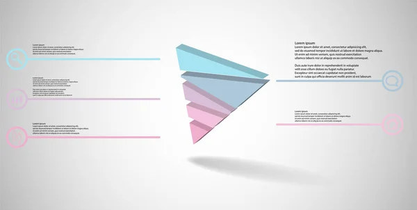 3D illustratie infographic sjabloon met reliëf driehoek willekeurig verdeeld naar vijf delen — Stockvector