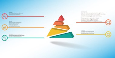 3D illüstrasyon İnfografik şablon ile kabartmalı üçgen rasgele bölünmüş beş parçalara bölünmüştür