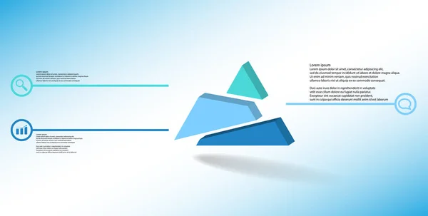 Modèle d'infographie d'illustration 3D avec triangle en relief divisé aléatoirement en trois parties décalées — Image vectorielle