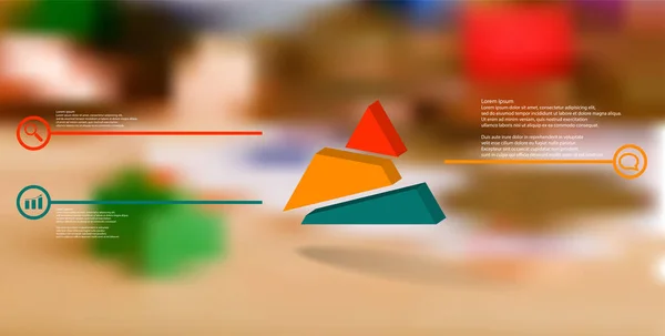 Modelo de infográfico de ilustração 3D com triângulo em relevo dividido aleatoriamente em três partes deslocadas — Vetor de Stock