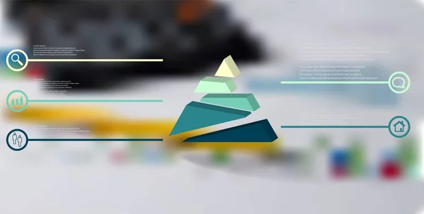 Modèle d'infographie d'illustration 3D avec triangle en relief divisé aléatoirement en cinq parties décalées — Image vectorielle