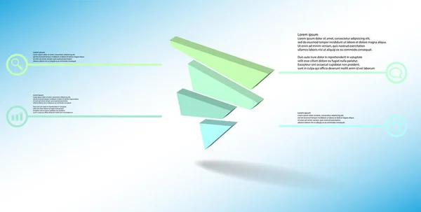 Modelo de infográfico de ilustração 3D com triângulo em relevo dividido aleatoriamente em quatro partes deslocadas — Vetor de Stock