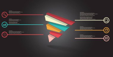 3D illüstrasyon İnfografik şablon ile kabartma üçgen rasgele bölünmüş altı kaydırılan parçalar