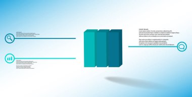 Üç bölüme bölünmüş kabartmalı küp ile 3d illüstrasyon infografik şablonu