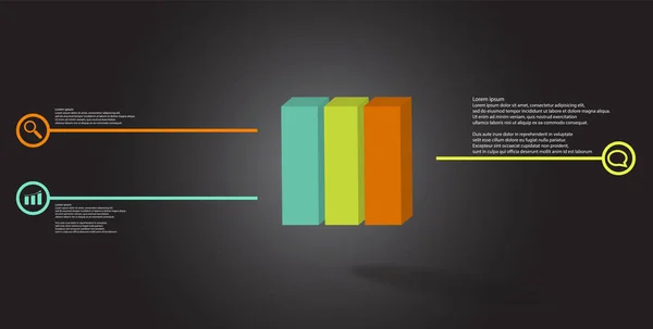 3D illustratie infographic sjabloon met reliëf kubus verticaal verdeeld over drie delen — Stockvector