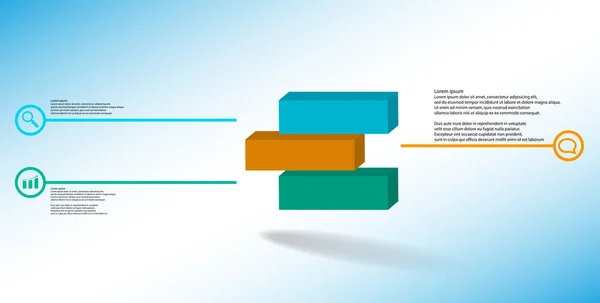 Modelo de infográfico de ilustração 3D com cubo em relevo dividido em três partes deslocadas — Vetor de Stock