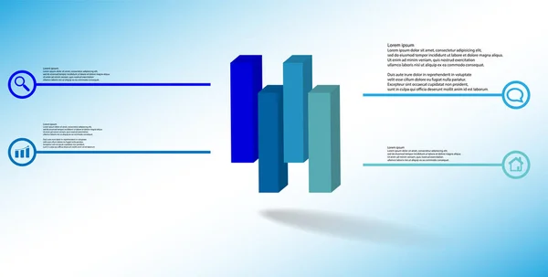 3D Illustration Infografik Vorlage mit geprägtem Würfel vertikal in vier verschiebbare Teile unterteilt — Stockvektor
