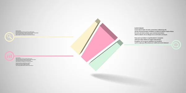 Modèle d'infographie d'illustration 3D avec cube en relief en biais disposé et divisé verticalement en trois parties décalées — Image vectorielle