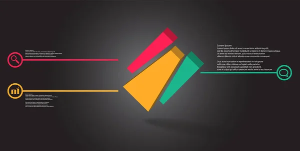 Modèle d'infographie d'illustration 3D avec cube en relief divisé aléatoirement en trois parties déplacées disposées en biais — Image vectorielle