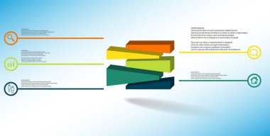 Kabartmalı küp rastgele beş parçaya bölünmüş 3d resimleme bilgi şablonu