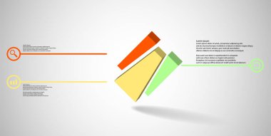 Kabartma küp rastgele üç parçaya bölünmüş 3d resimleme bilgi şablonu düzenlenmiş