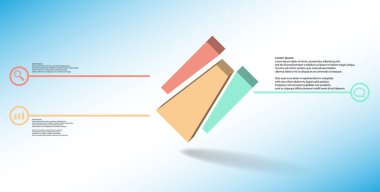 Kabartma küp rastgele üç parçaya bölünmüş 3d resimleme bilgi şablonu düzenlenmiş