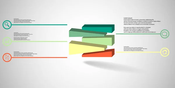 Modelo infográfico de ilustração 3D com cubo gravado dividido aleatoriamente em cinco partes movidas — Vetor de Stock