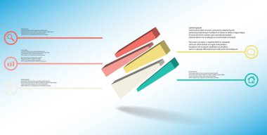 Kabartmalı küp rastgele beş parçaya bölünmüş 3d resimleme bilgi şablonu düzenlenmiş