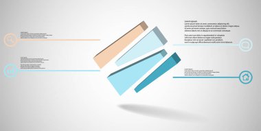 Kabartmalı küp rastgele dört parçaya bölünmüş 3d resimleme bilgi şablonu eğri düzenlenmiş