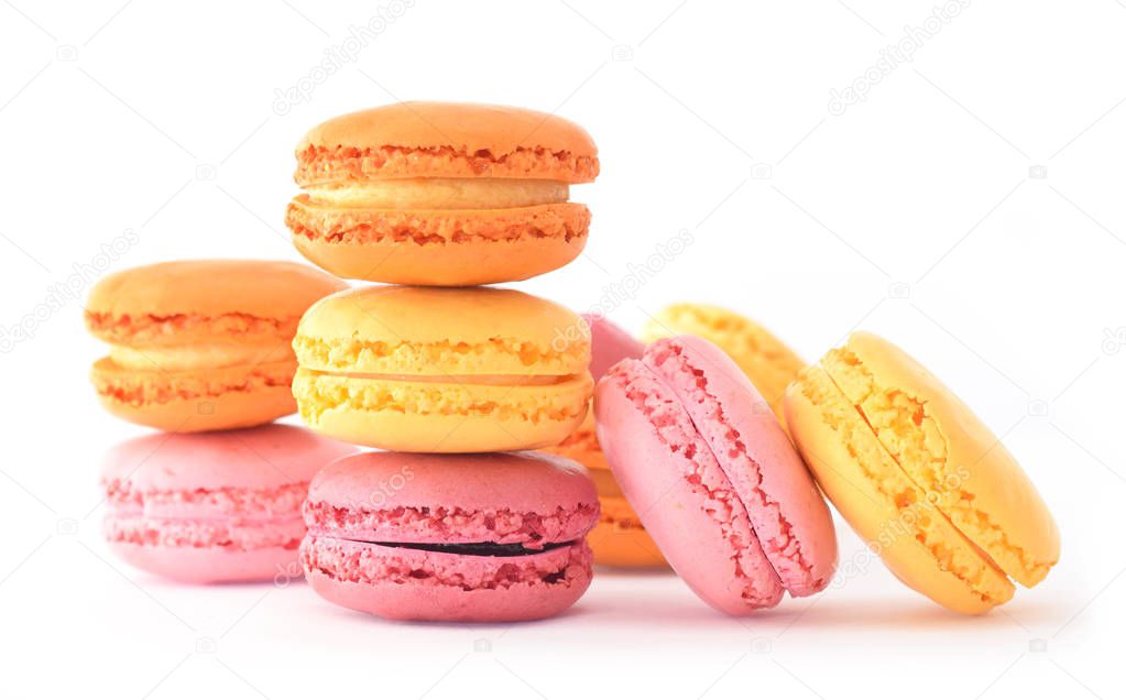 Macaroons assortment isolated on white