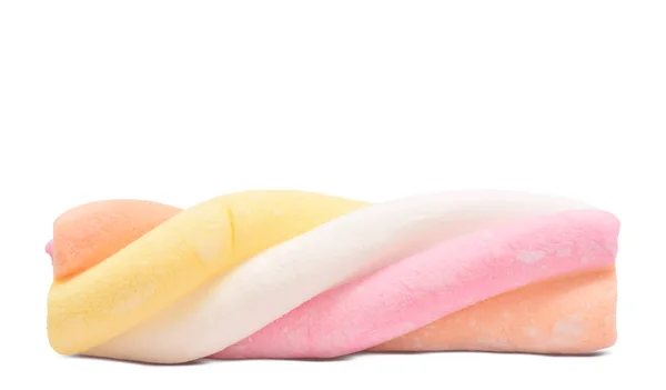 Marshmallow colorido enrolado isolado no branco — Fotografia de Stock