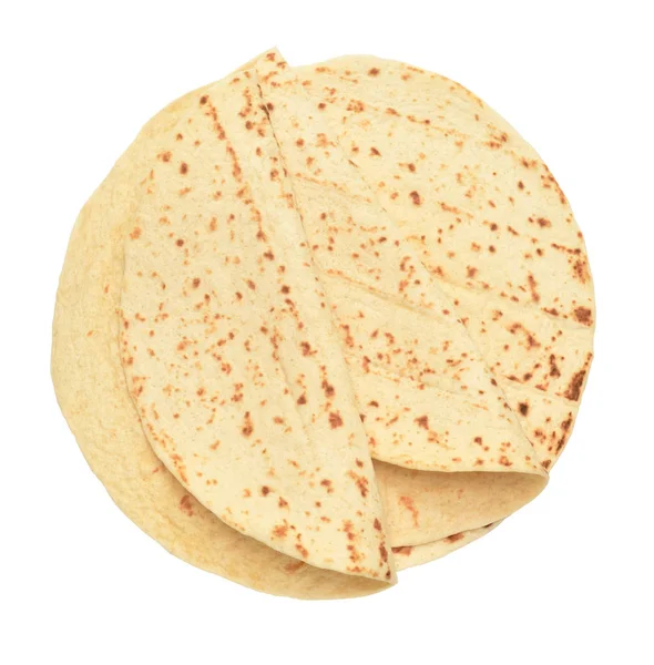 Tortilla round corn flat bread isolated on white — Stock Photo, Image