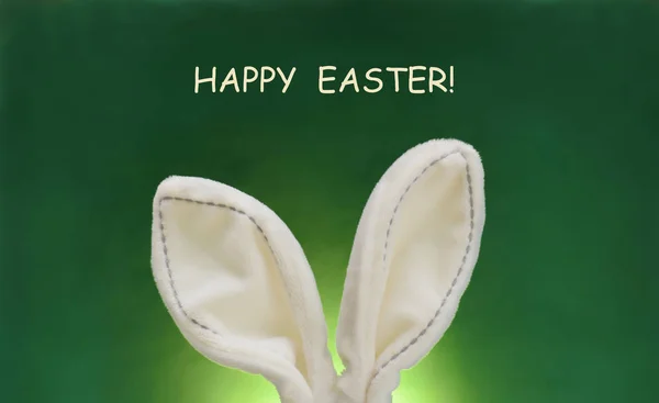 Rabbit ears closed up to easter holiday background — Stock Photo, Image