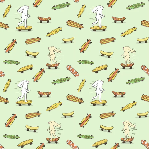 Çeşitli longboards ile Seamless modeli. Kaykaylar tavşan.