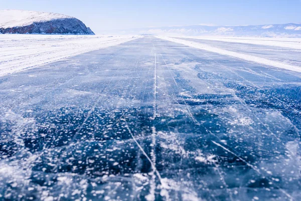 Lake Baikal, frozen lake, road of Lake Baikal