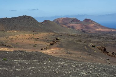 Timanfaya Milli Parkı, Lanzarote, Kanarya Adaları, Ispanya volkanik bir manzara inanılmaz krateri
