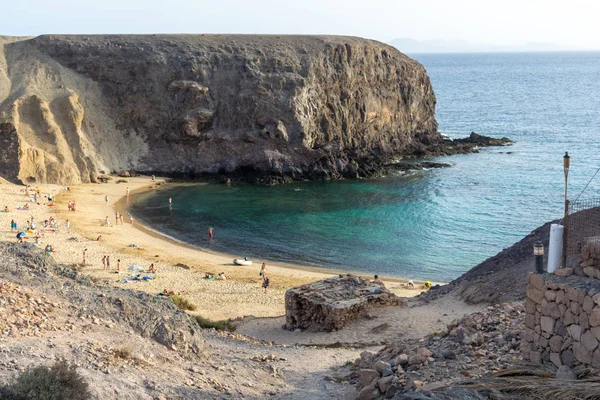 Increíble vista de Playa Papagayo, Lanzarote, Islas Canarias, España — Foto de Stock