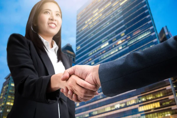 Dubbele belichting van Business handshake, Investeringsconcept, stock — Stockfoto