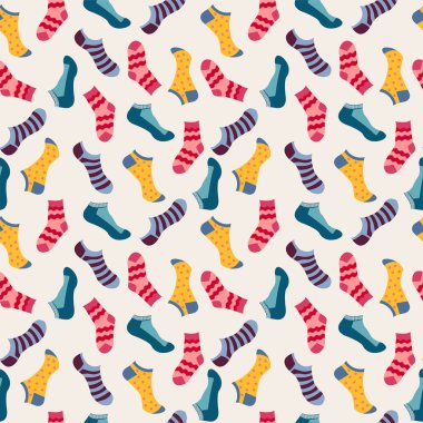 Vektör moda dikişsiz desen renkli çorap. Çeşitli çorap-illüstrasyon