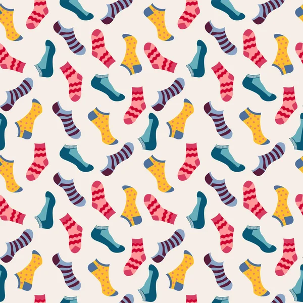 Mode Vectorielle Modèle Sans Couture Avec Des Chaussettes Colorées Différentes — Image vectorielle