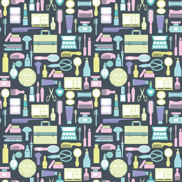 Makyaj kozmetik güzellik ürün silhouettes - illüstrasyon vektör desen arka plan 