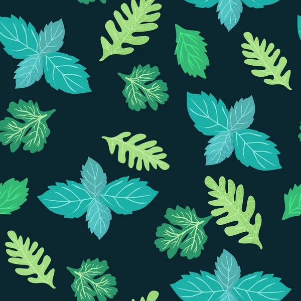 Fresco Verde Botánico Sin Costuras Patrón Decoración Cocina Fondo Hierbas — Vector de stock