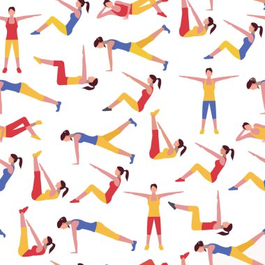 Kusursuz kadın fitness deseni. Spor ve Sağlık Hizmetleri Şablonu. 