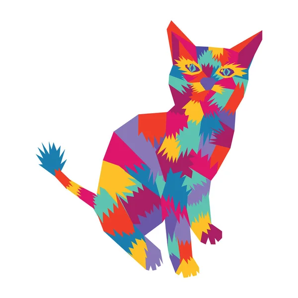 Gato símbolo silueta geométrica pop art estilo . — Vector de stock