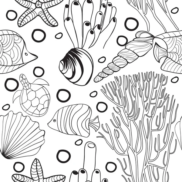 Decorative underwater world sea life — Stock Vector