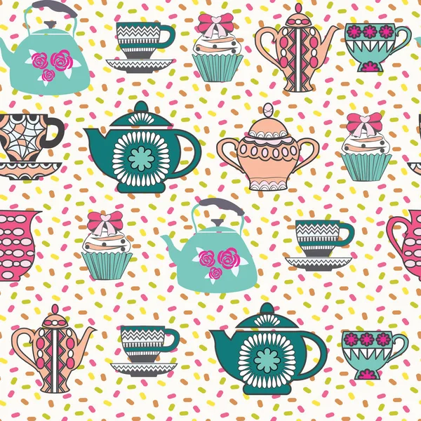 Decorative tea time seamless pattern.