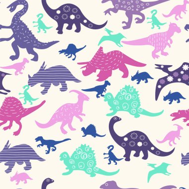 Dinozorlar ile Sevimli soyut sorunsuz desen. 