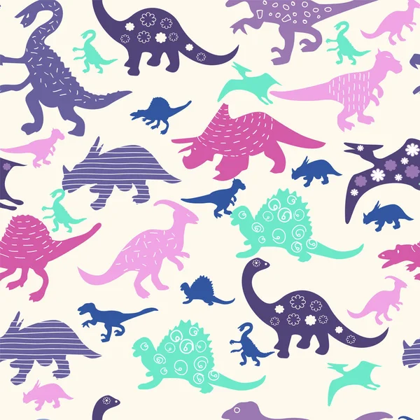 Lindo patrón abstracto sin costura con dinosaurios . — Vector de stock