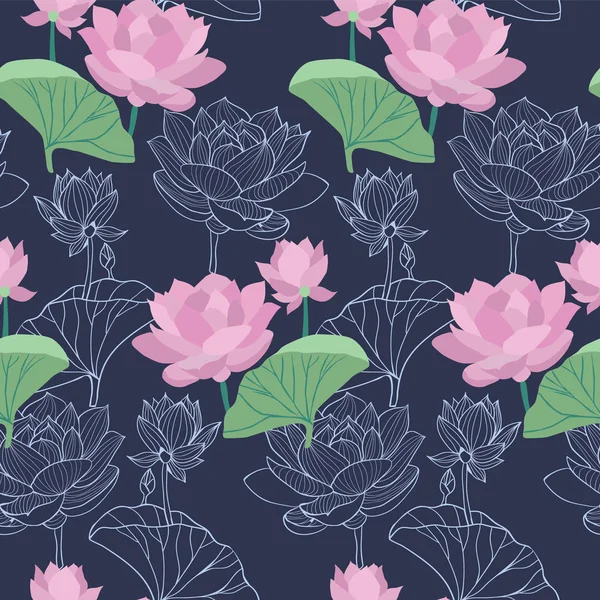 Muster mit schönen Lotusblumen. — Stockvektor