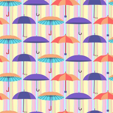 düz şemsiye bir dizi desen çizgili backg ile renkli
