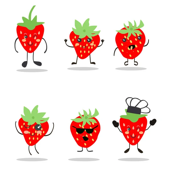 Κινούμενα σχέδια εικονοσετ φράουλα. — Διανυσματικό Αρχείο