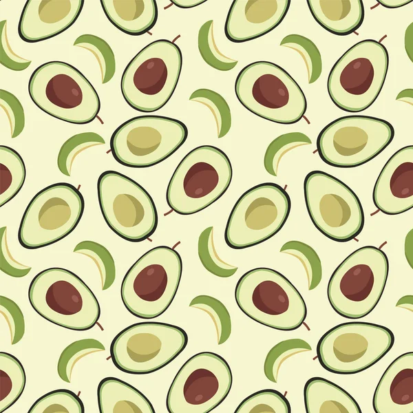 Patroon met rijpe groene avocados. — Stockvector